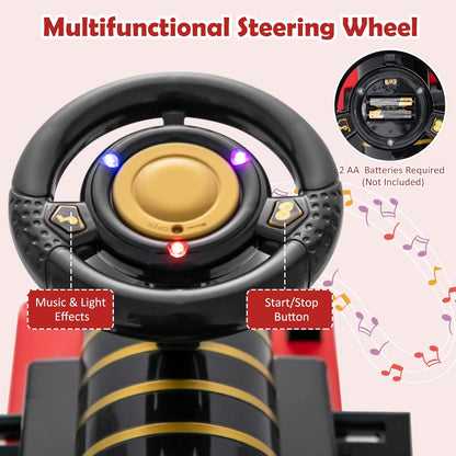 Electric Ride on Train with Tracks, Storage Seat, Flashing Lights & Music, Backrest, Anti-tilt Device, Gift for Toddler Boys & Girls.