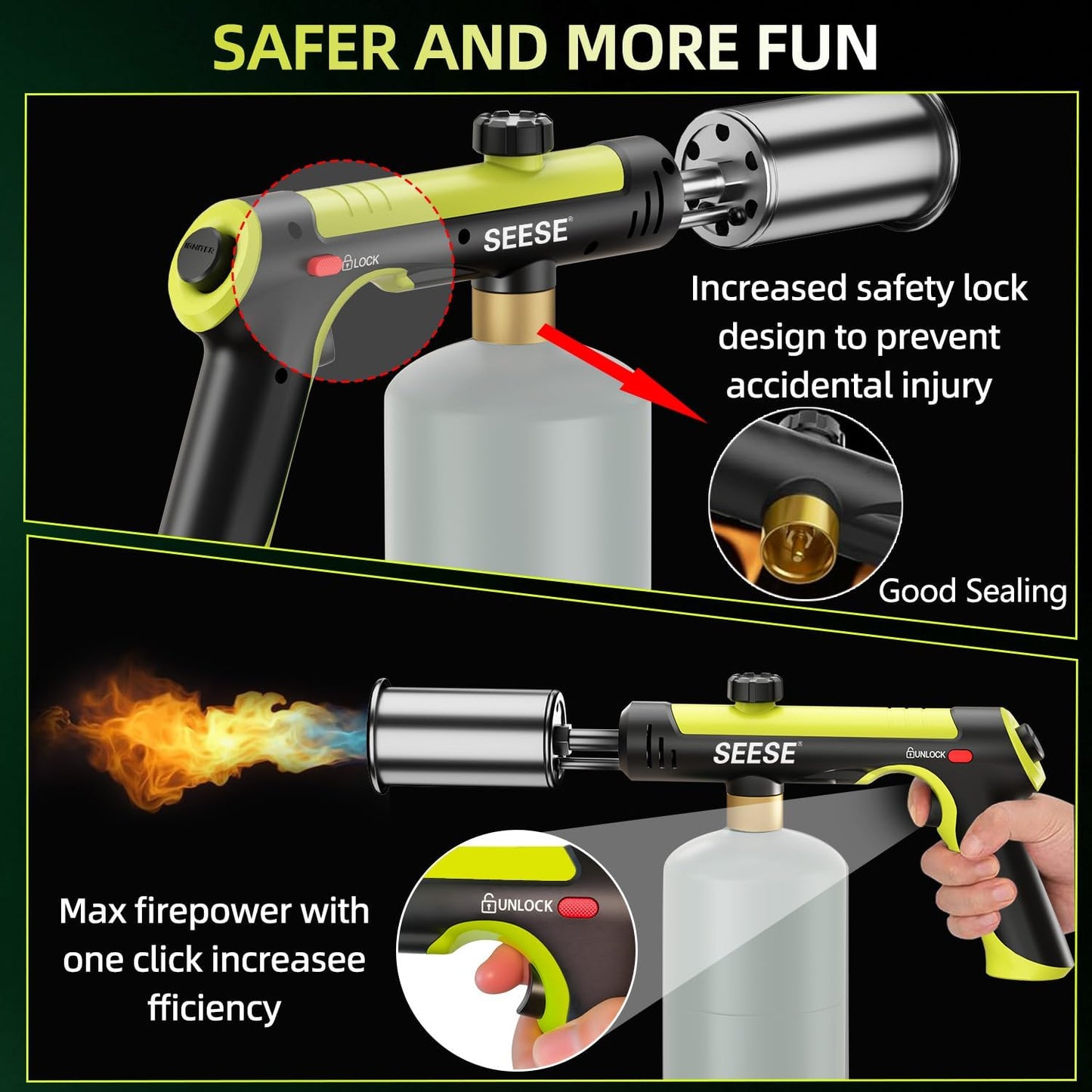 Powerful Propane  Torch , Adjustable Blow Torch for Sous Vide, BBQ, Campfire
